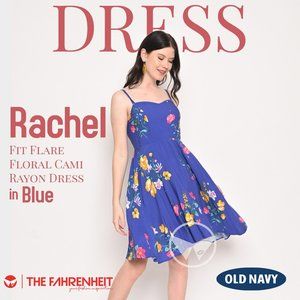 Old Navy Fit & Flare Blue Floral Cami Dress - Siz… - image 1